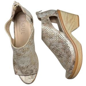 Soul Naturalizer Fayth Metallic Gold Platform Rear Zippers Sandals Size 10